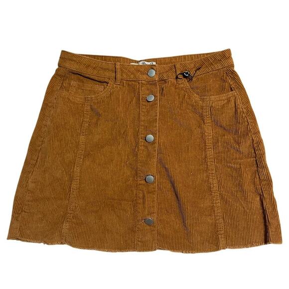 Denim Co. Corduroy Mini Skirt Size 8 Raw Hem Brown Fall NWOT - Picture 1 of 5